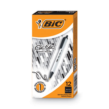BIC® Clic Stic Ballpoint Pen, Retractable, Medium 1 Mm, Black Ink, White Barrel, Dozen freeshipping - TVN Wholesale